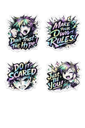 Prismatic Anime Vibe Sticker Sheet - 4-Piece Motivational Set