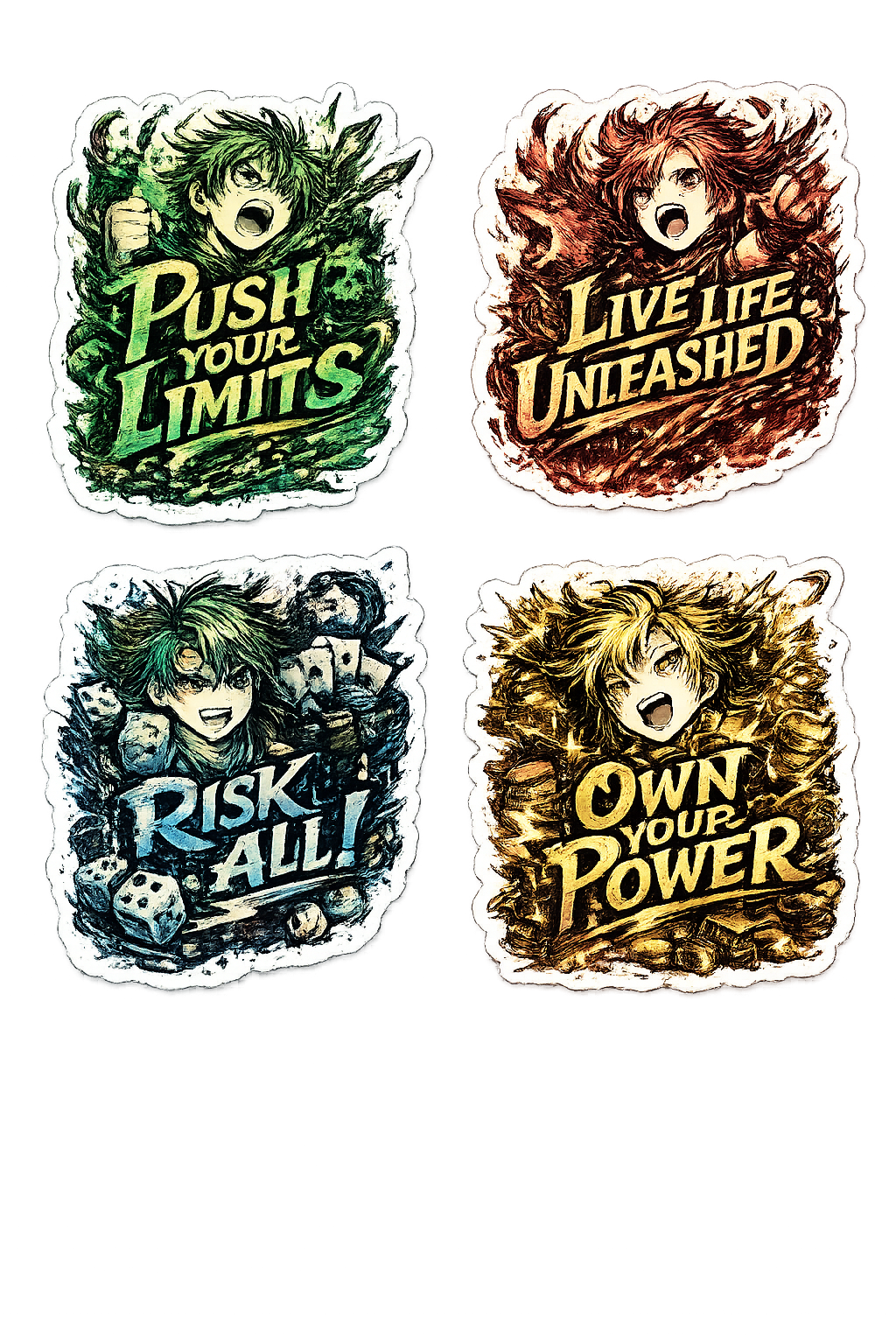 Elemental Power Sticker Sheet - 4-Piece Gritty Motivation Set