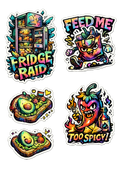 "Midnight Snackers: Iridescent Street-Art Foodie Pack"