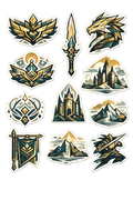 "Golden Valor: Epic Fantasy RPG Achievement Stickers"