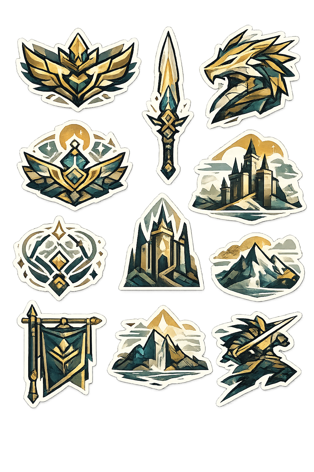 "Golden Valor: Epic Fantasy RPG Achievement Stickers"