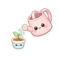 "Happy Sprout & Watering Can Buddy Sticker Set"
