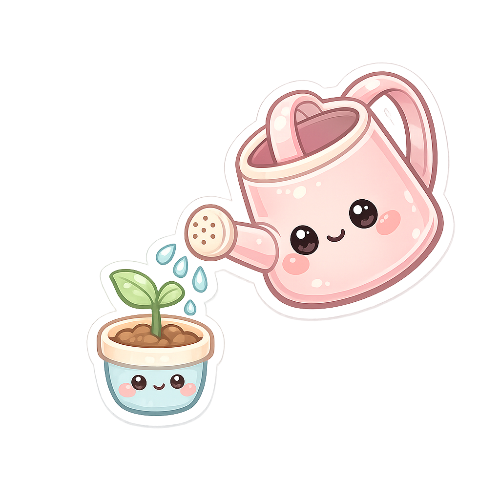 "Happy Sprout & Watering Can Buddy Sticker Set"