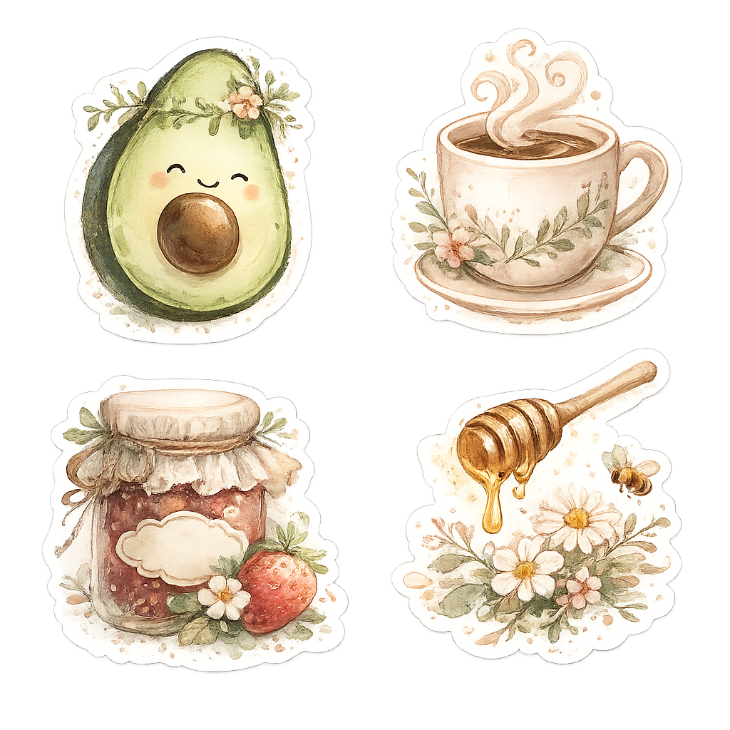 Whimsical Nature & Tea Watercolor Set