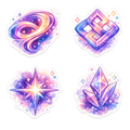 Ethereal Cosmic Galaxy & Crystals Sticker Pack