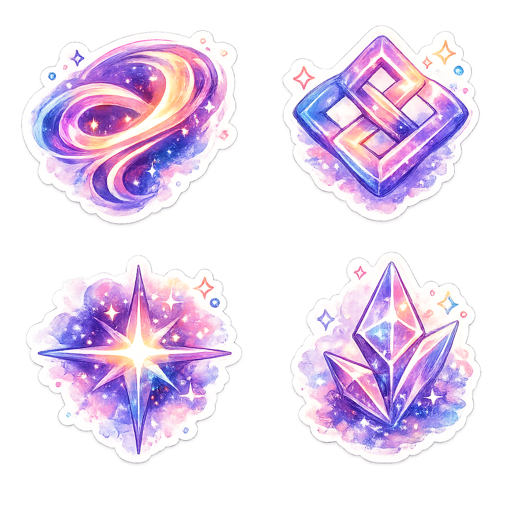 Ethereal Cosmic Galaxy & Crystals Sticker Pack