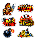 Pixel Battle Warriors Sticker Pack – 6-Piece Fantasy Raid Set