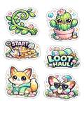 Cute Kawaii Sticker Pack | Fox Cactus Butterfly Garden Adventure Stickers | Loot Haul Gaming Stickers | Waterproof Vinyl Die Cut Stickers