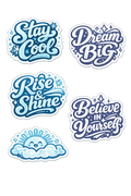 Motivational Sticker Pack Set of 5 | Blue Aesthetic Inspirational Stickers | Stay Cool Dream Big Believe in Yourself | Laptop Water Bottle