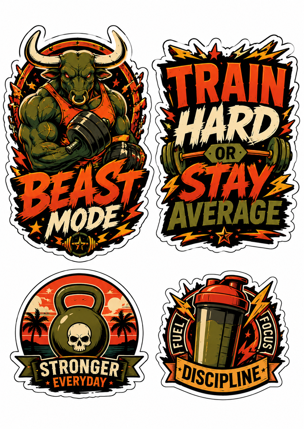 Beast Mode Motivation Gym Sticker Sheet