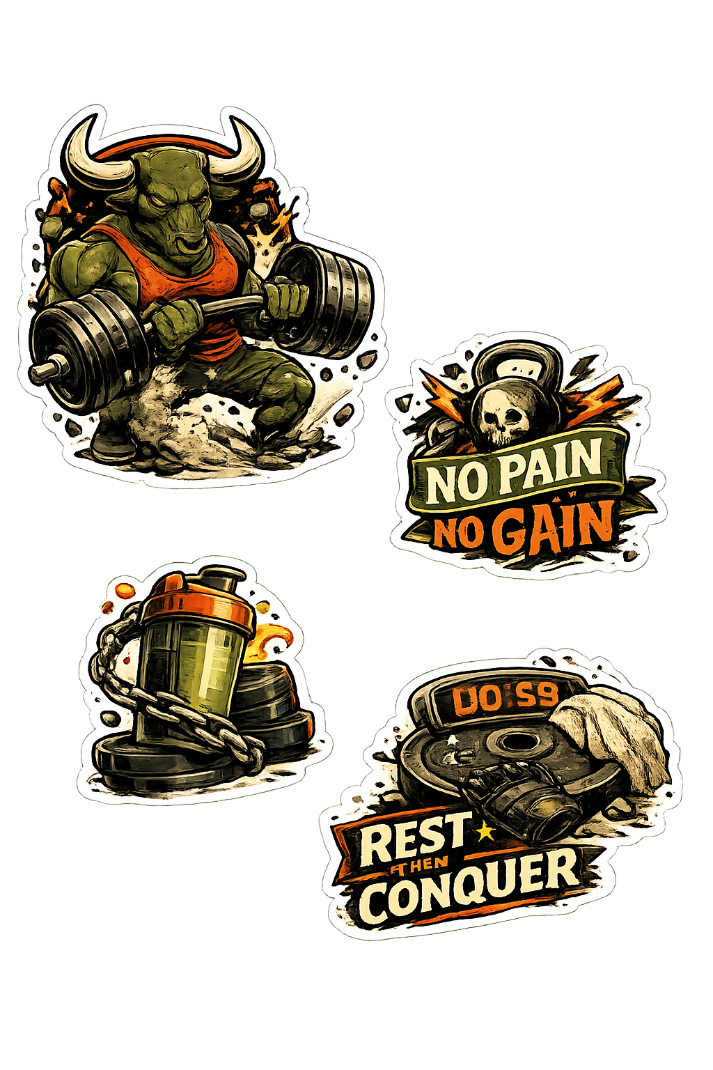 No Pain No Gain Fitness Sticker Sheet