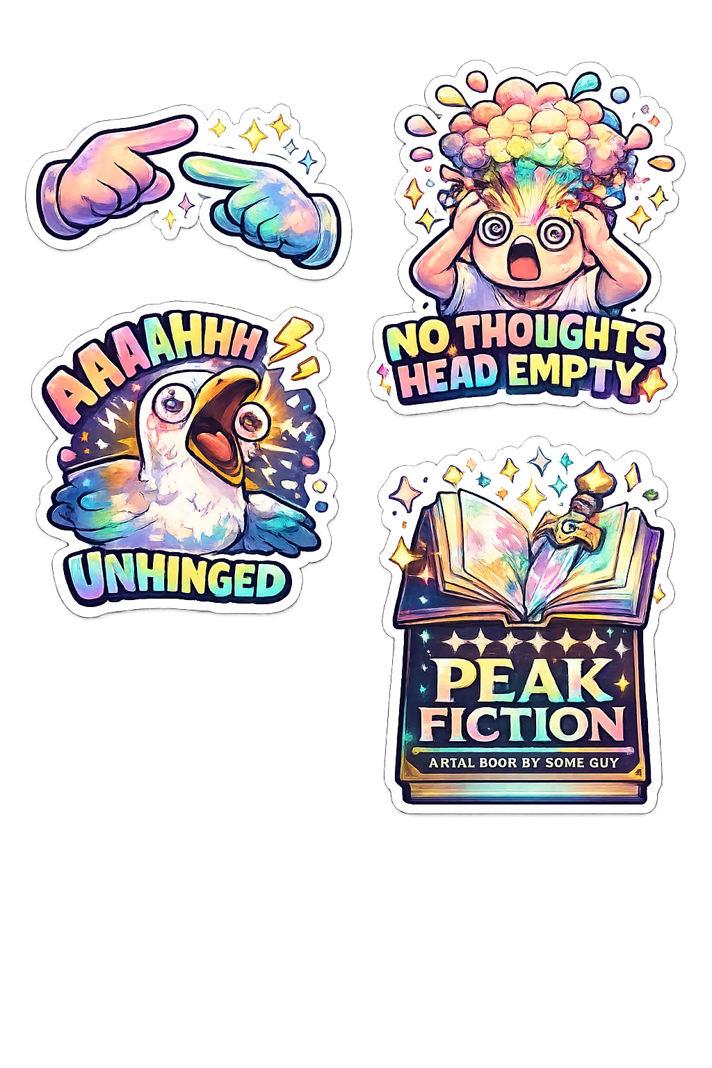 Peak Fiction & Meme Legends Sticker Sheet - 4-Piece Viral Set