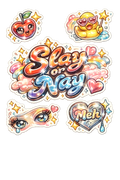 Slay Aesthetic Sticker Sheet - Sparkly Y2K Vibe Collection