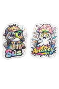 Mystery & Anxiety Sticker Set - Sherlock "Sus" & Exploding Brain Decals