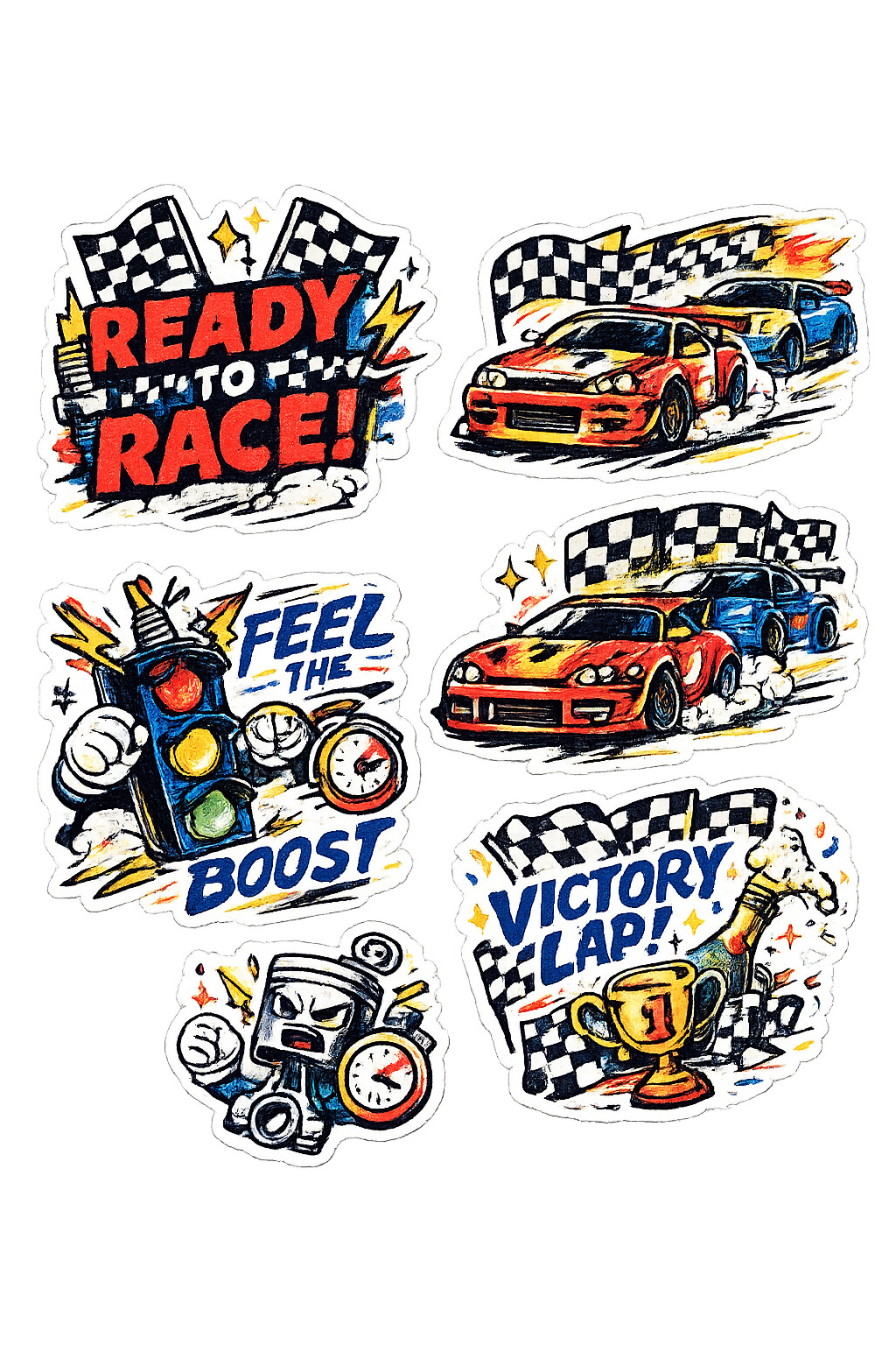 Turbo Charge: Pro-Circuit Racing Sticker Sheet