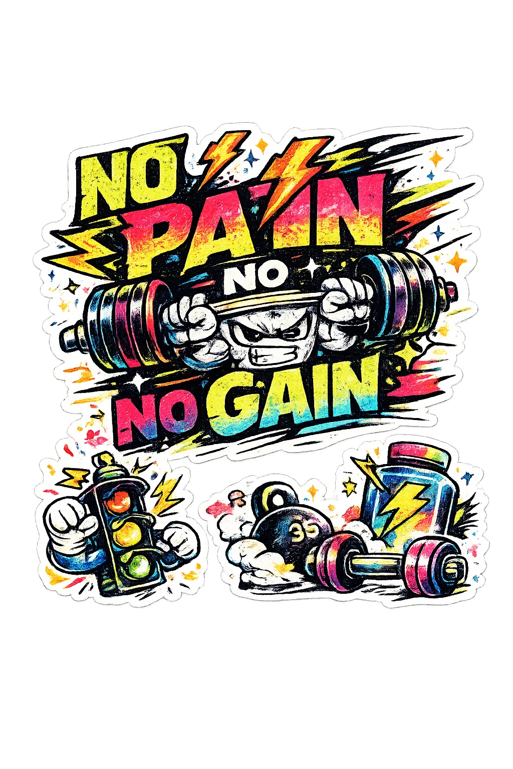 Ultimate Hustle: High-Octane Gym Sticker Sheet