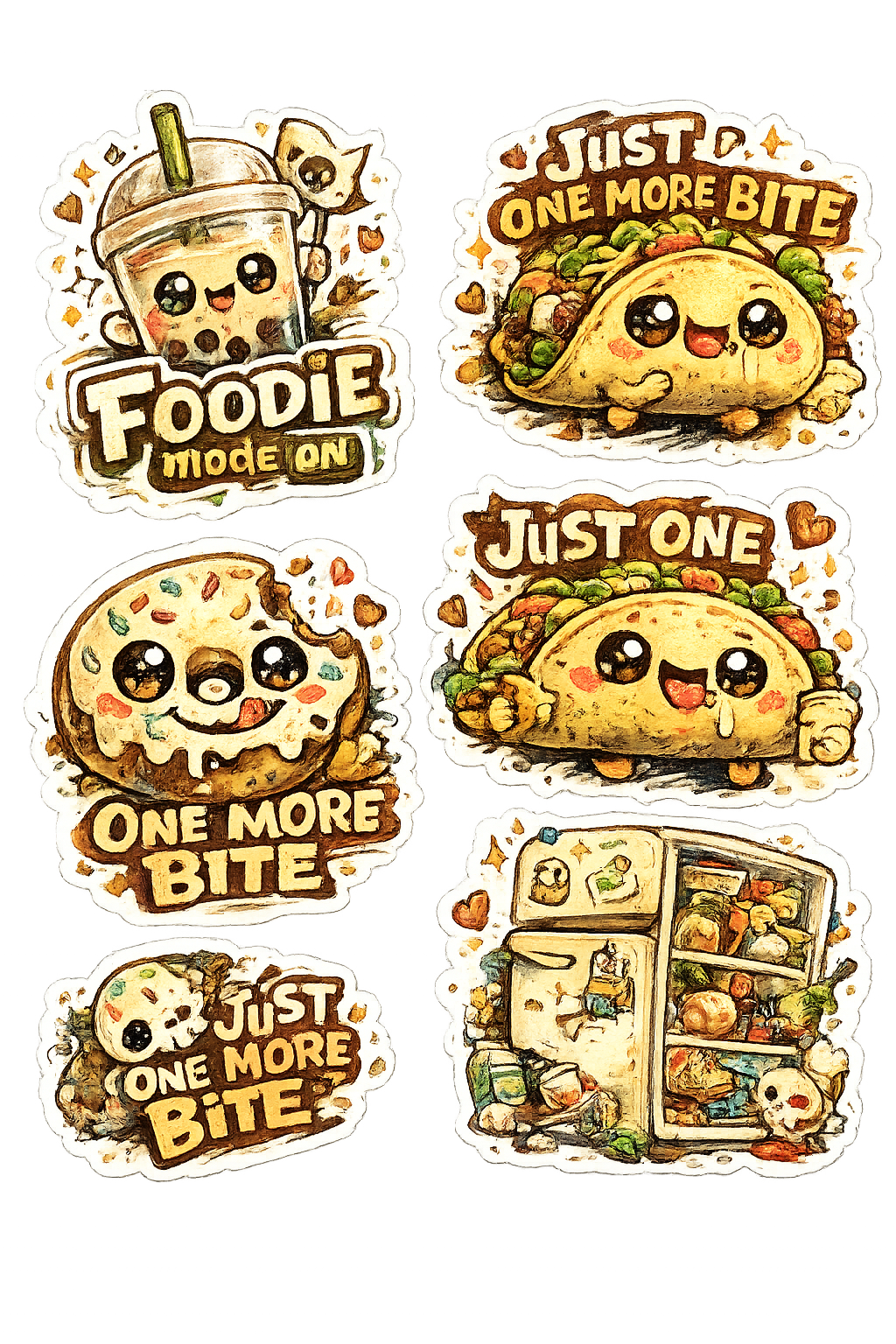Flavor Fusion: Aesthetic Street Food Sticker Sheet
