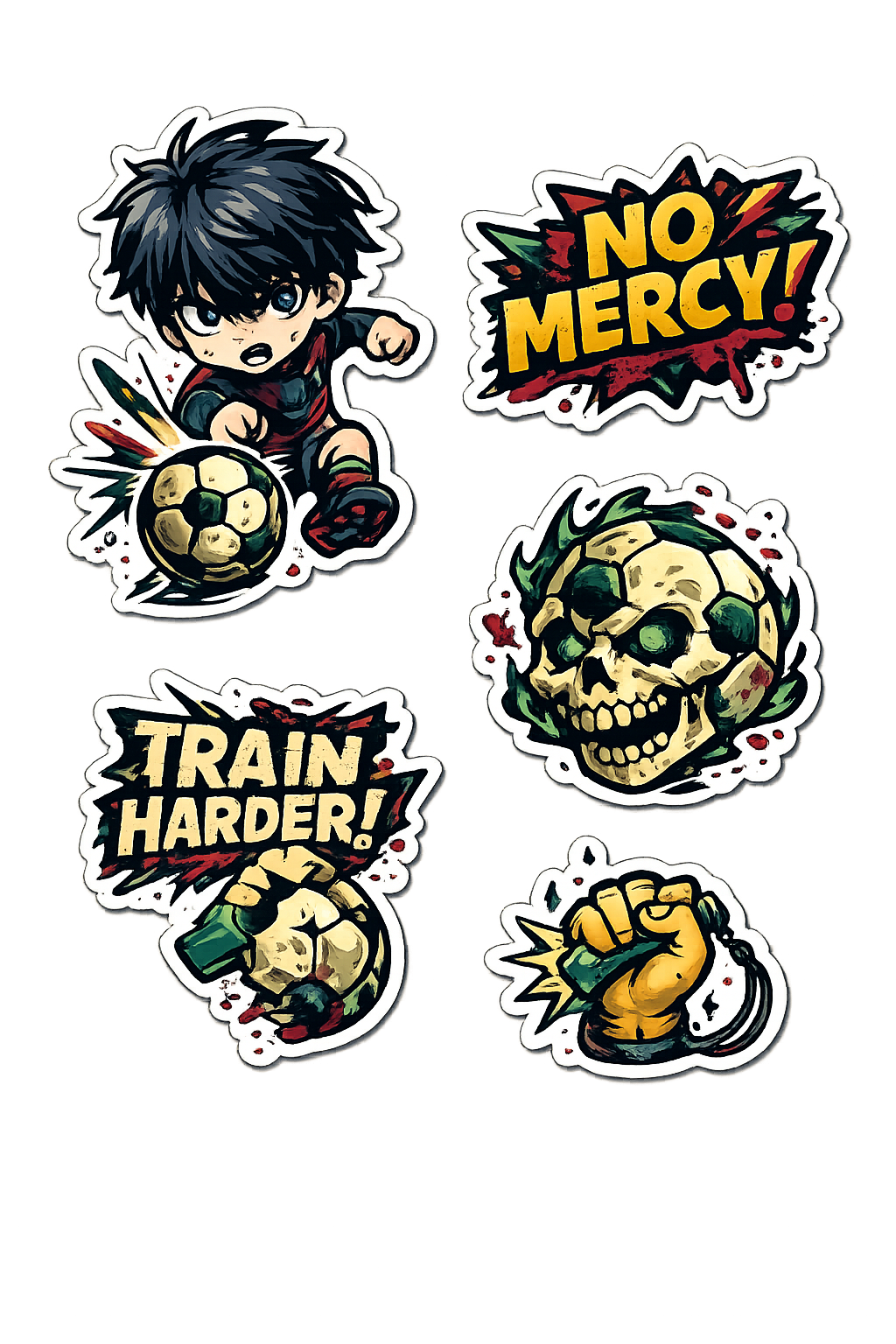 Striker Ambition & Training Sticker Sheet - 5-Piece Soccer Set