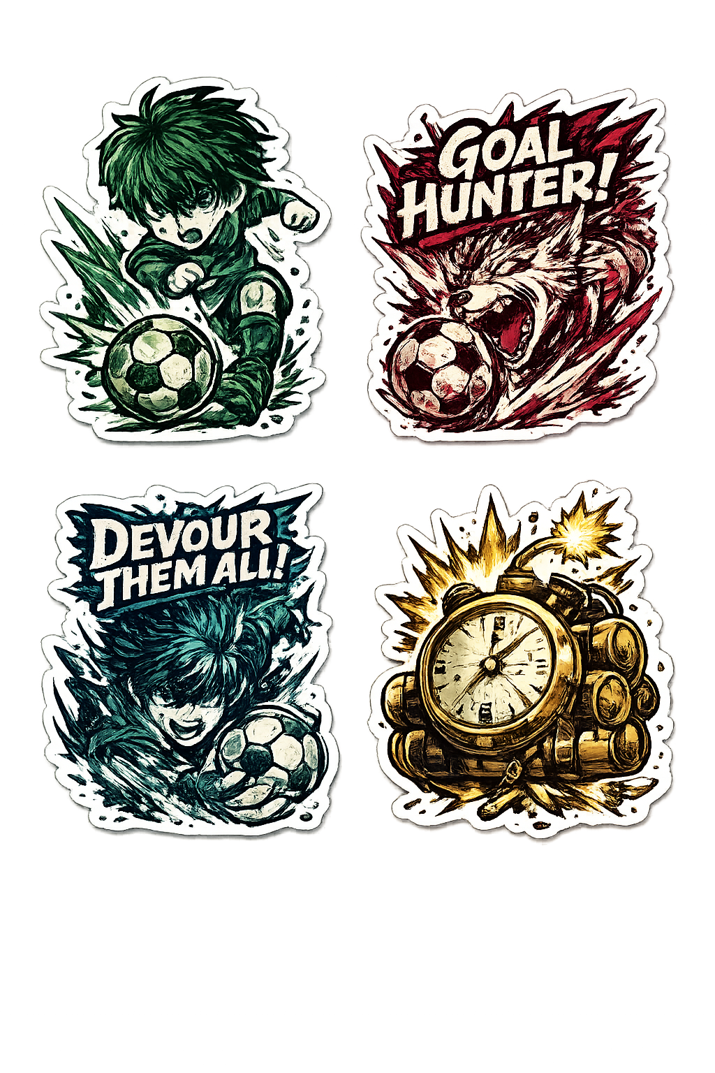 Goal Hunter & Beast Mode Sticker Sheet - 4-Piece Gritty Sports Set