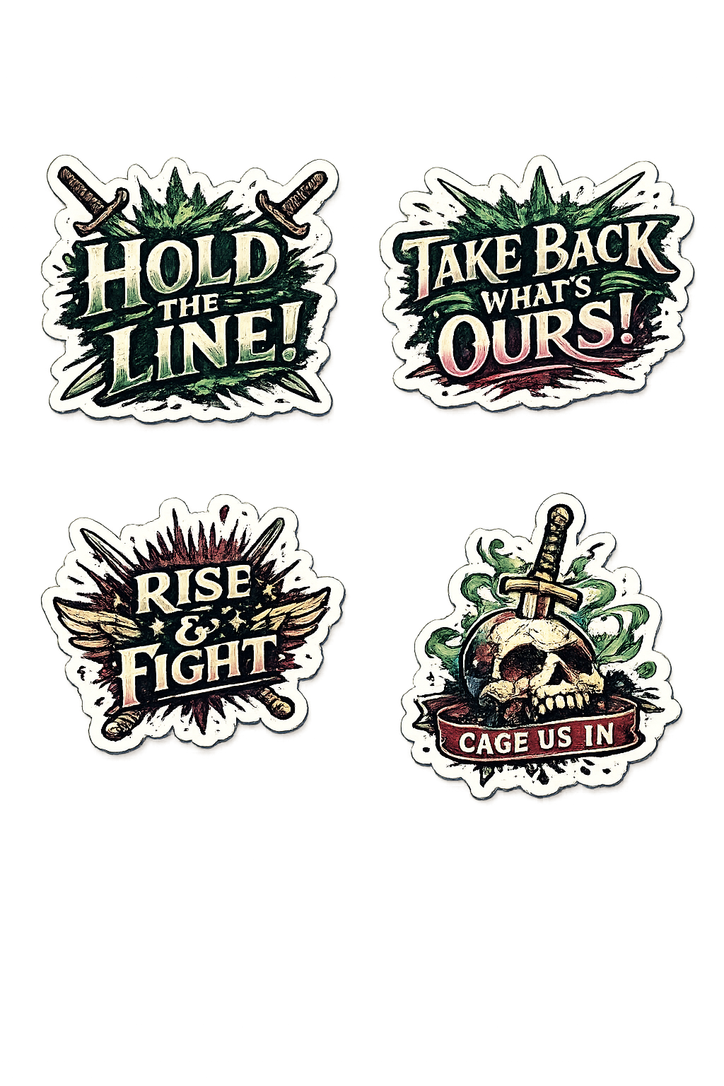 Rebellion & Honor Sticker Sheet - 4-Piece Motivational Set