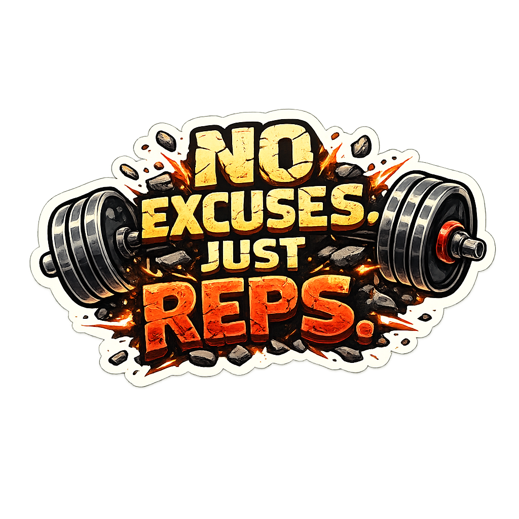 No Excuses Just Reps Sticker - Gritty Barbell Fitness Decal