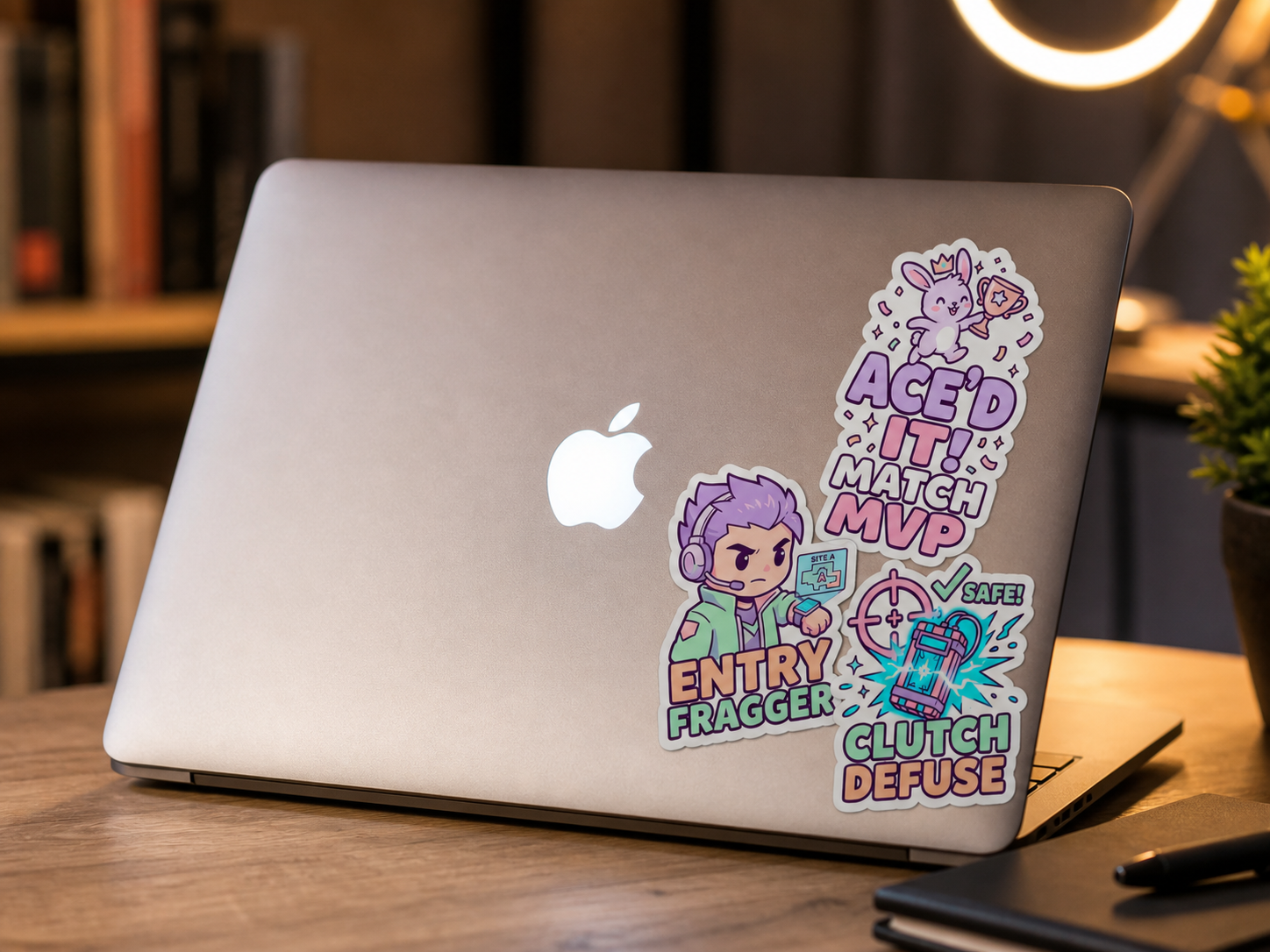 Tactical FPS Gamer Chibi Sticker Sheet | Pastel Kawaii Style