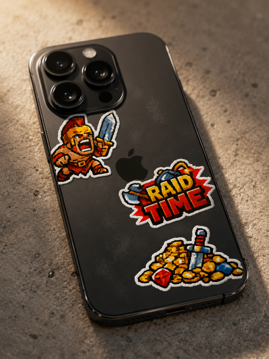 Pixel Battle Warriors Sticker Pack – 6-Piece Fantasy Raid Set