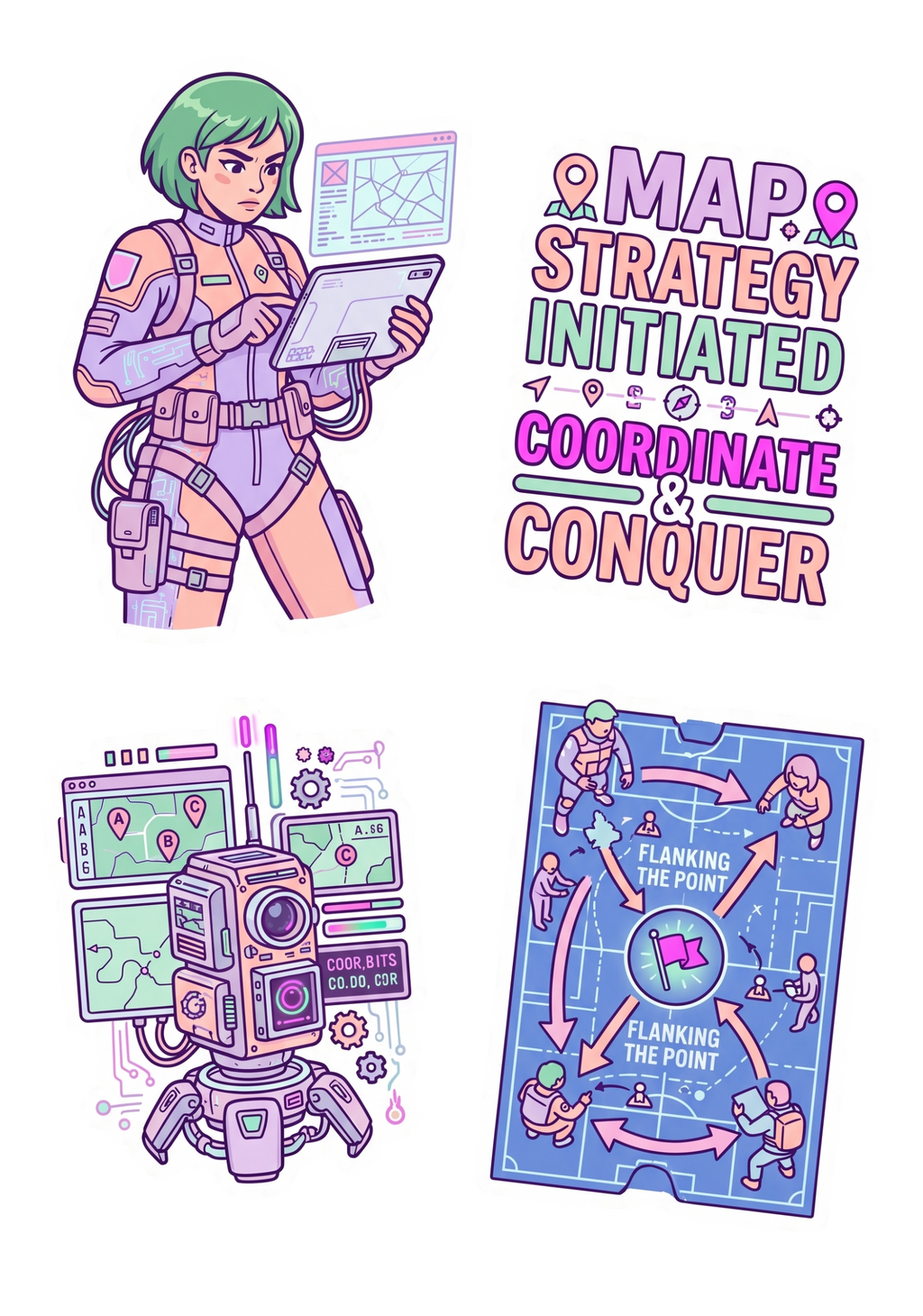 Tactical Sticker Pack – Strategy & Coordinate Theme