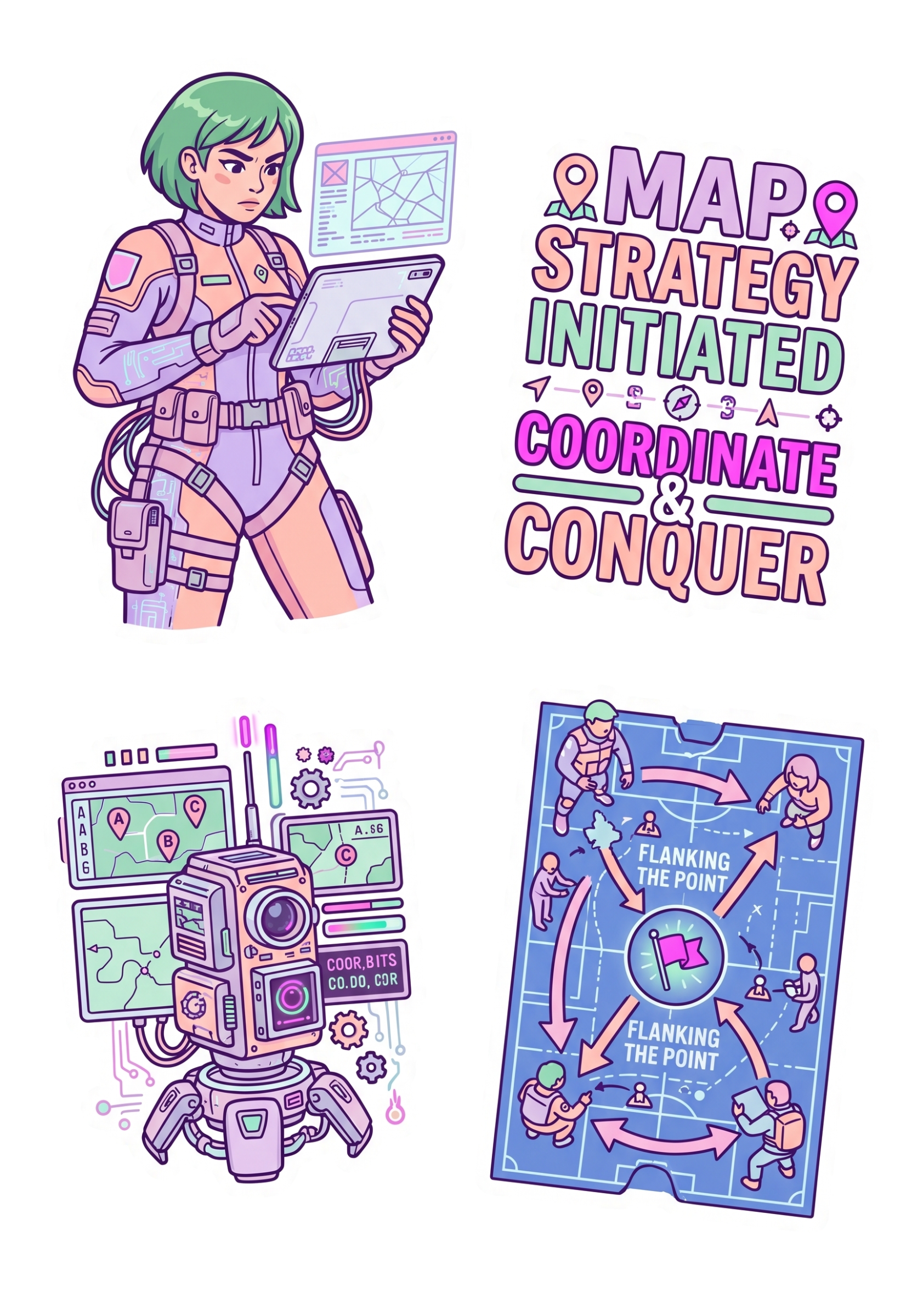 Tactical Sticker Pack – Strategy & Coordinate Theme