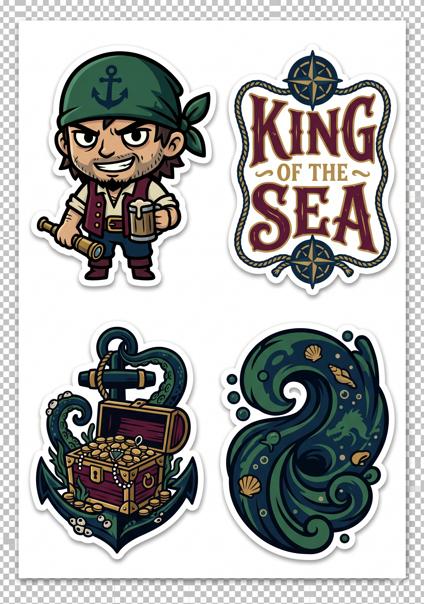 Anime Aesthetic Sea Monster Sticker Sheet