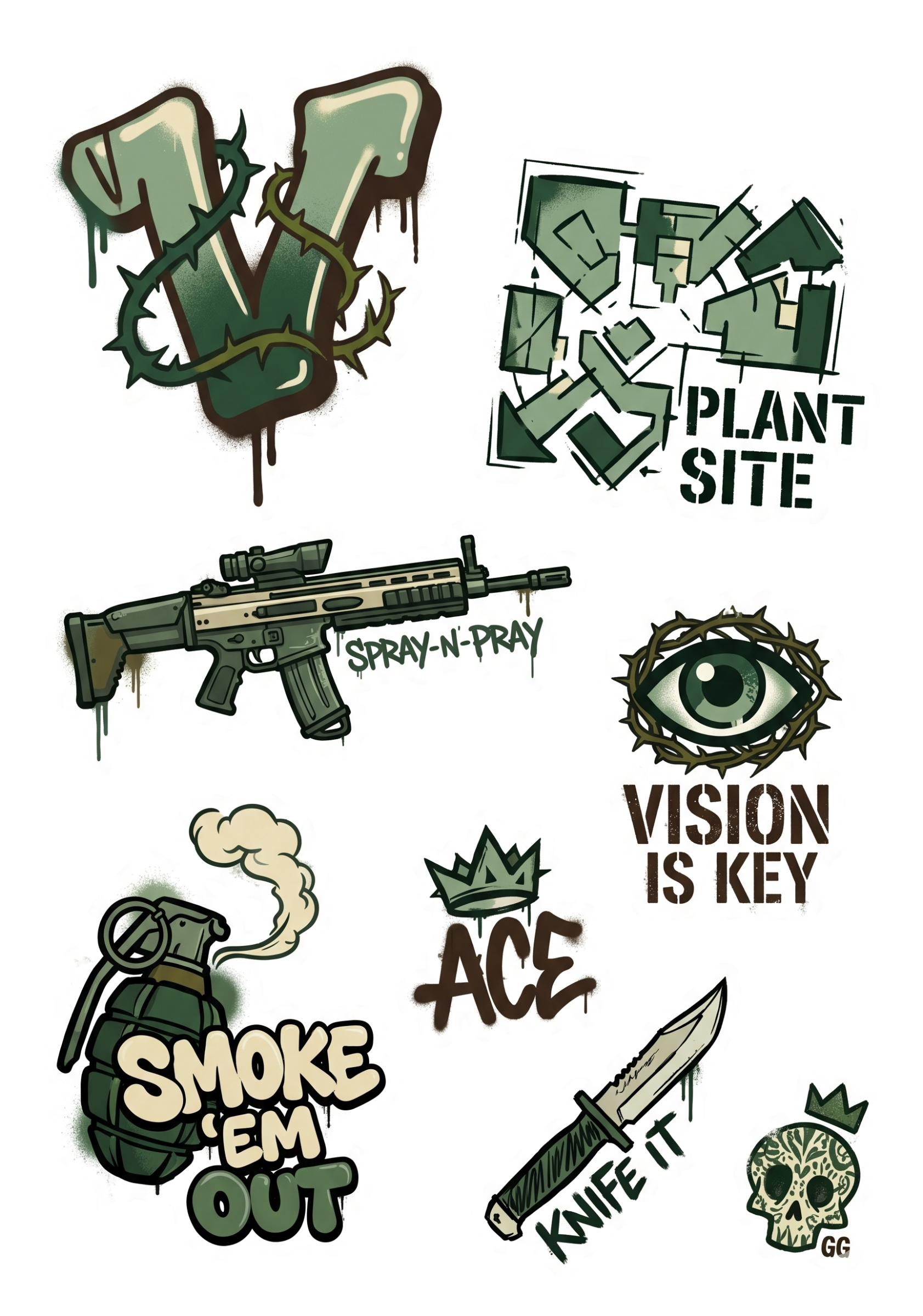 FPS Gamer Sticker Pack | Spray-N-Pray Edition