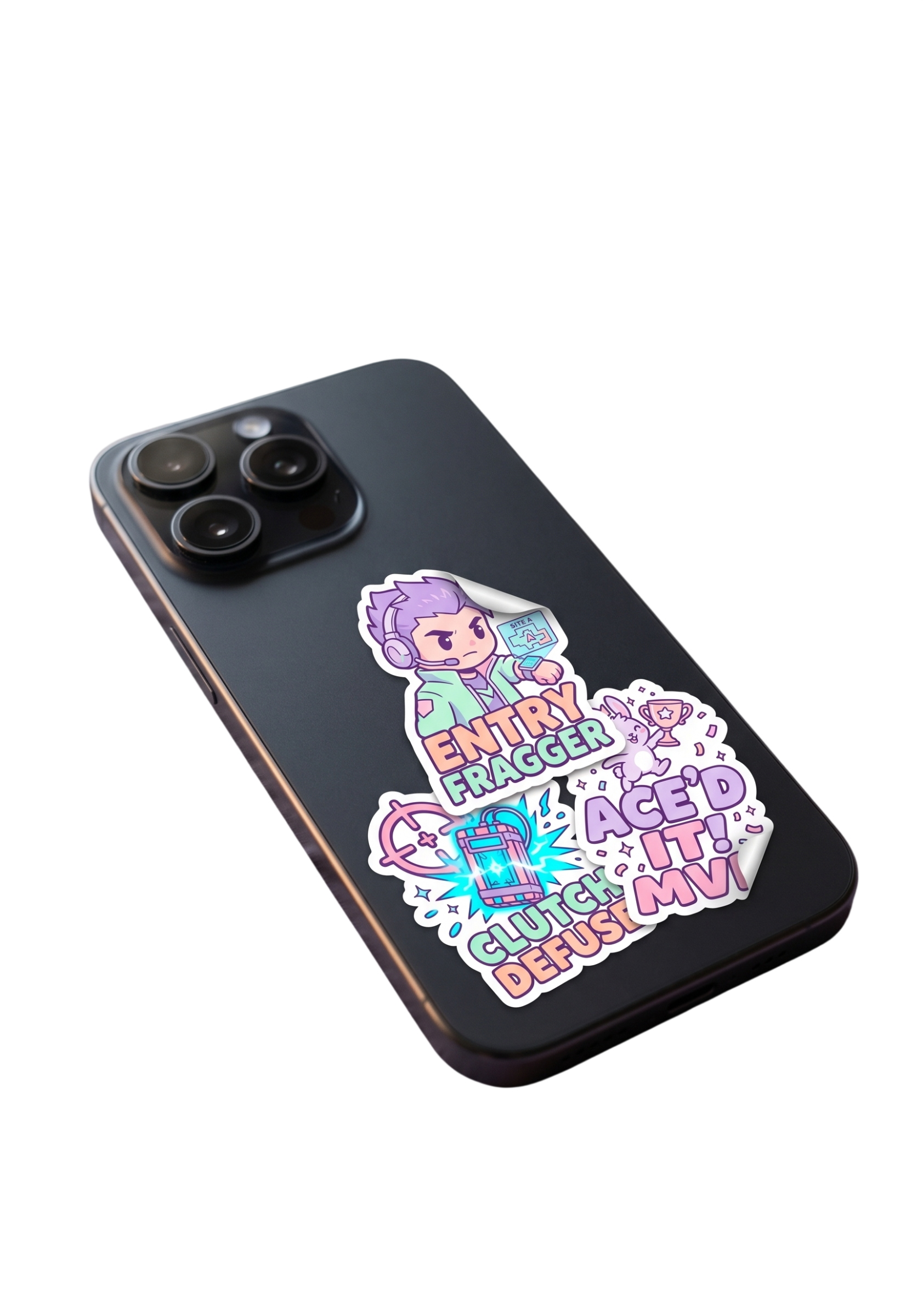 Tactical FPS Gamer Chibi Sticker Sheet | Pastel Kawaii Style
