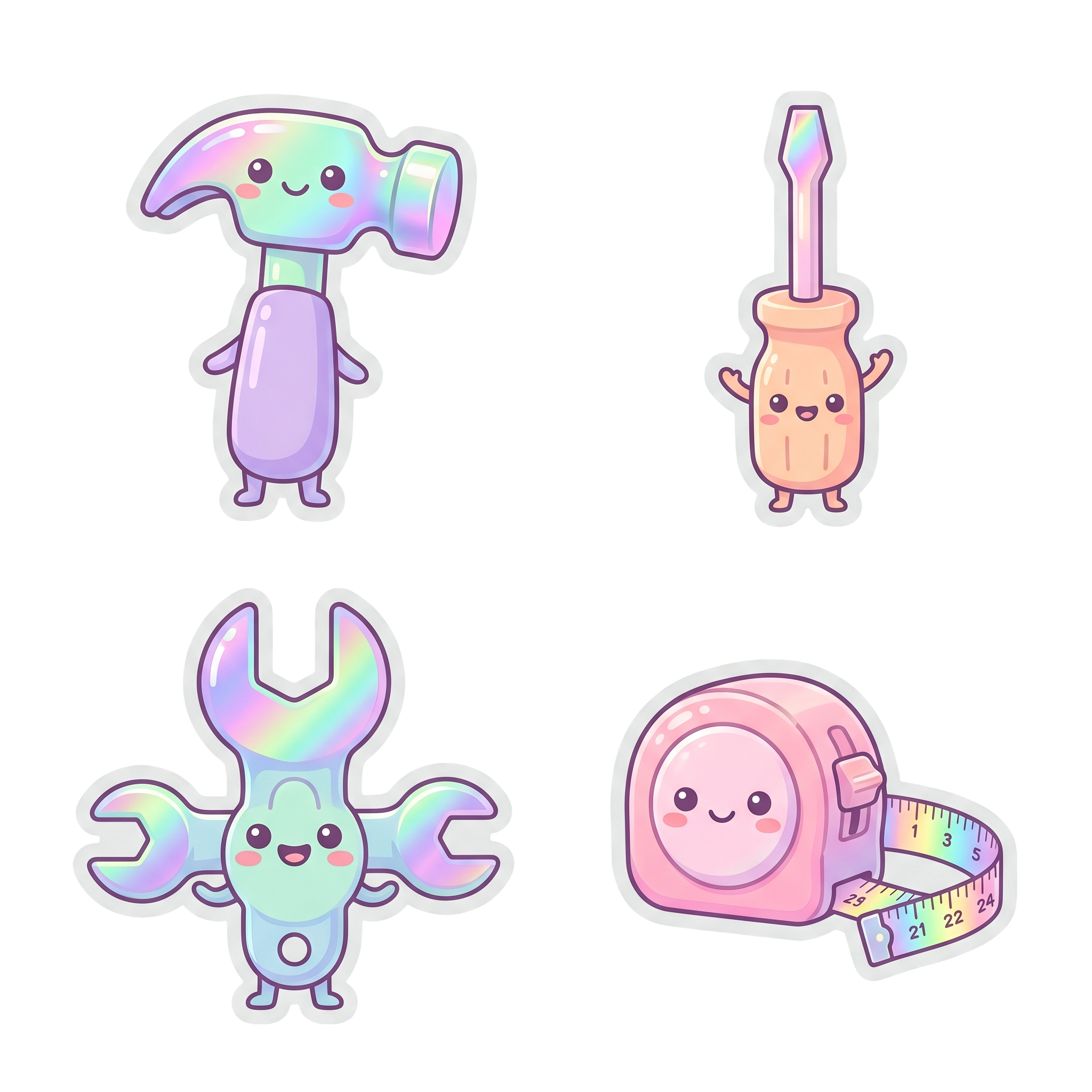 Kawaii Pastel Hand Tools Sticker Pack