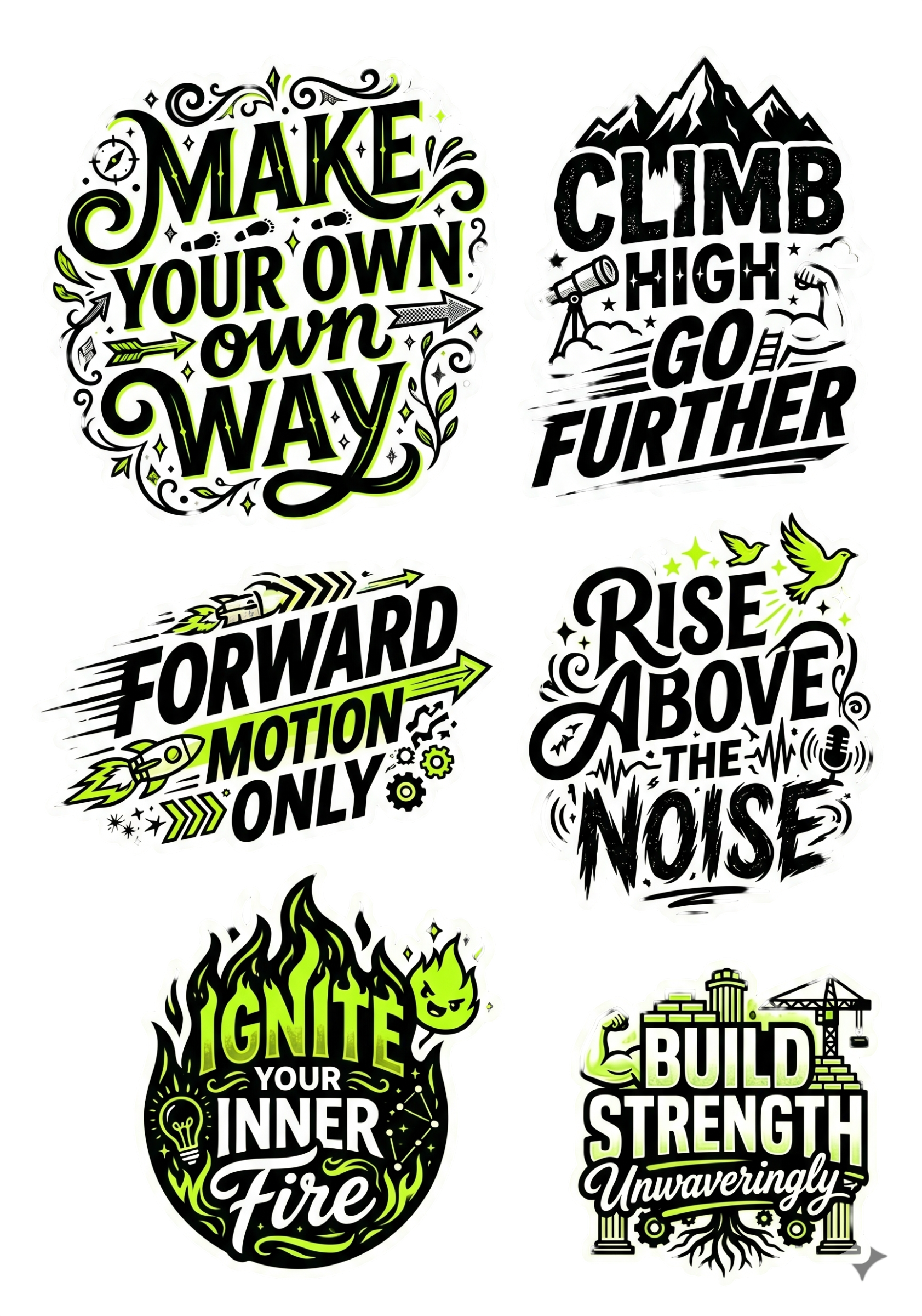 Core Values Motivational Sticker Sheet - Bold Graphic Design Set