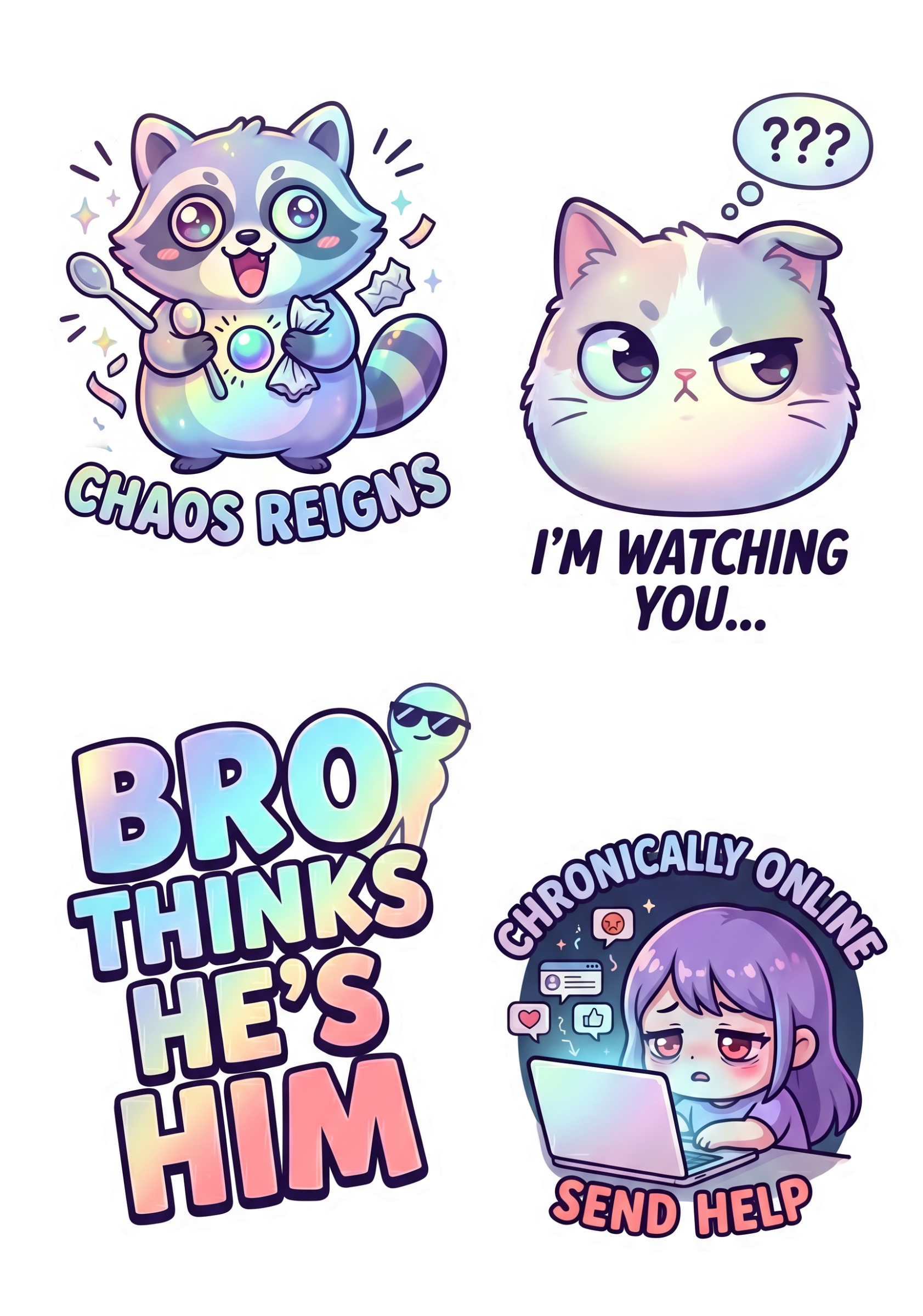 Chronically Online Sticker Sheet - Relatable Digital Vibe Set