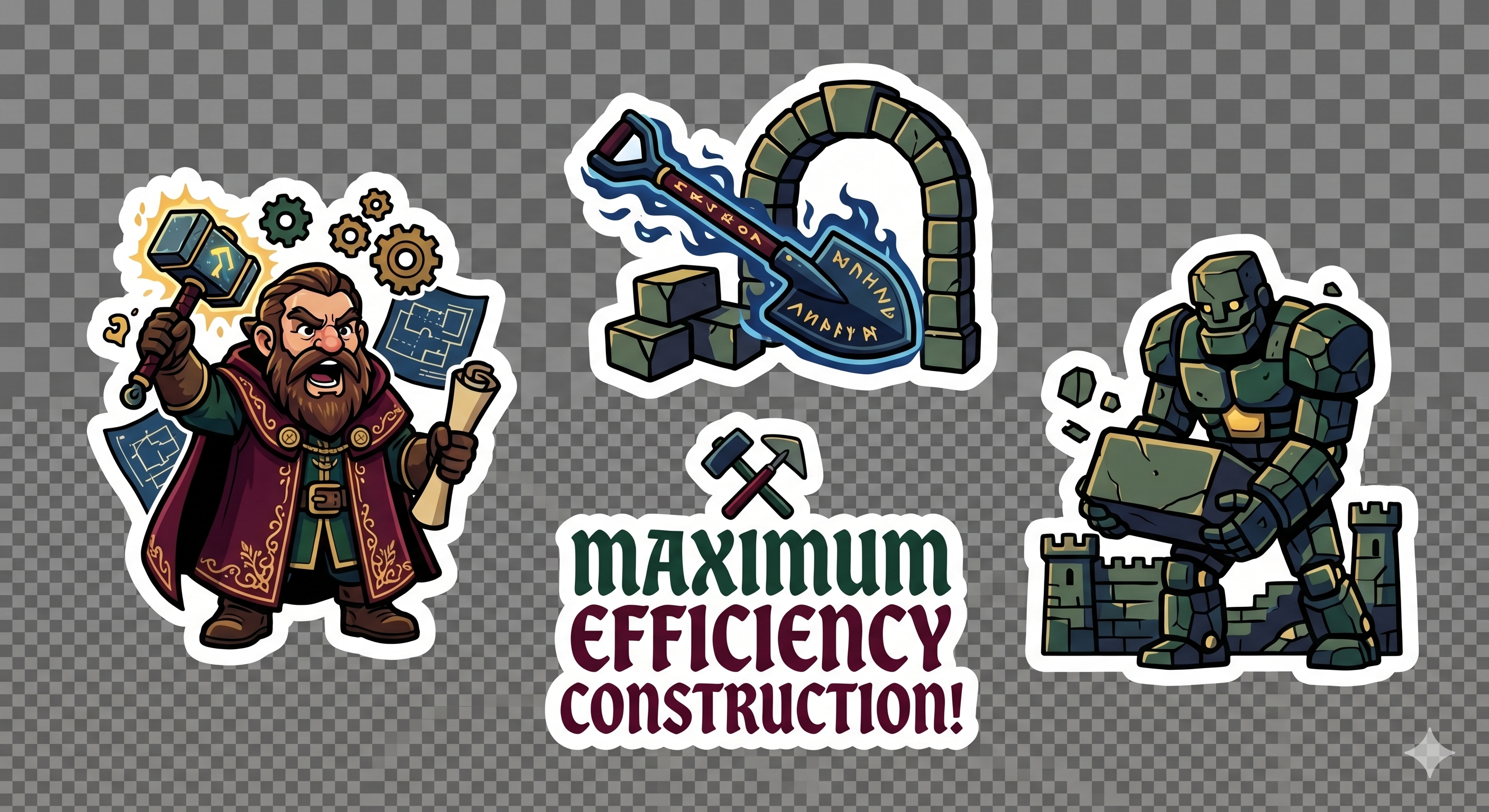 Dwarven Forge Construction Sticker Sheet - 4-Piece RPG Fantasy Set
