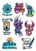 Inner Strength Tattoo-Style Sticker Sheet - 8-Piece Motivational Set
