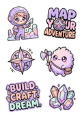Kawaii Minecraft Sticker Pack | Cute Gaming Stickers | Pastel Adventure Sticker Sheet | Build Craft Dream | Map Your Adventure Gift