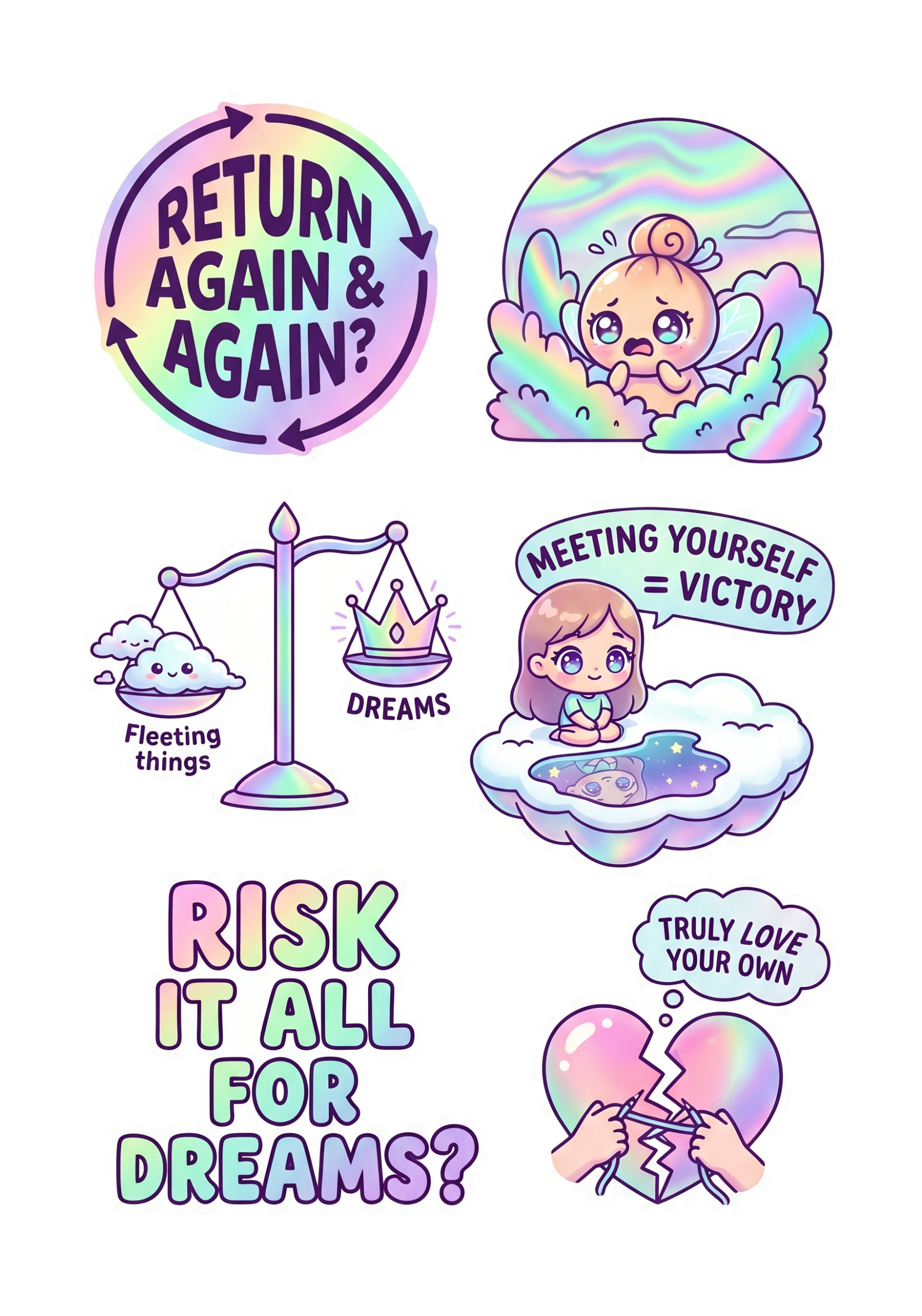 Manifestation & Self-Love Sticker Sheet - 6-Piece Dreamer Set