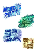 Blue Halftone Manga Sticker Sheet - 4-Piece Aesthetic Quote Set