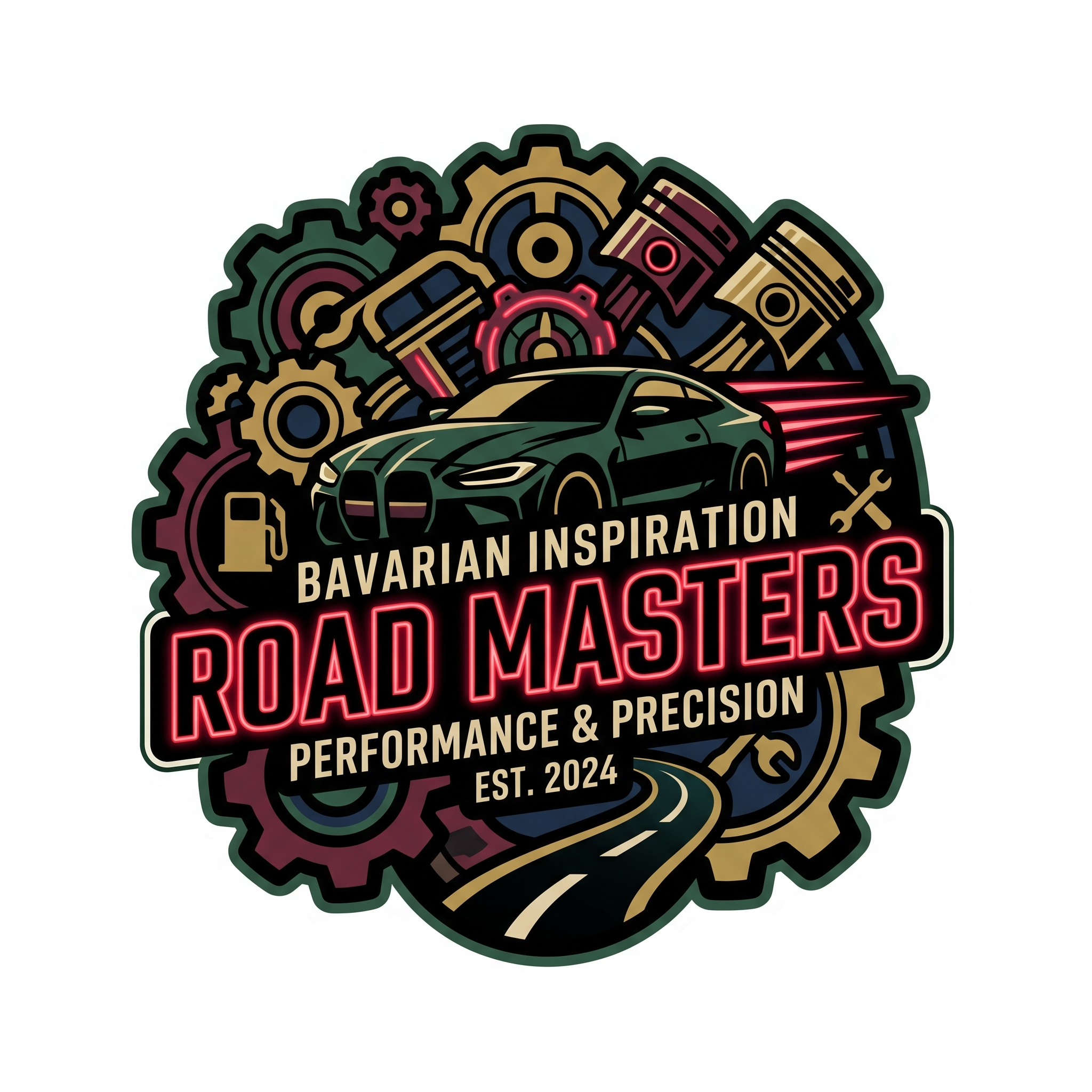Road Masters: Performance & Precision Circular Emblem