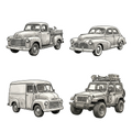 Classic Vintage Car & Truck Sketch Sticker Collection