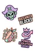 Pirate Skull Sticker Pack | Buccaneer Blocks Power Evolution Grind Pastel Goth Aesthetic Vinyl Stickers Set of 4