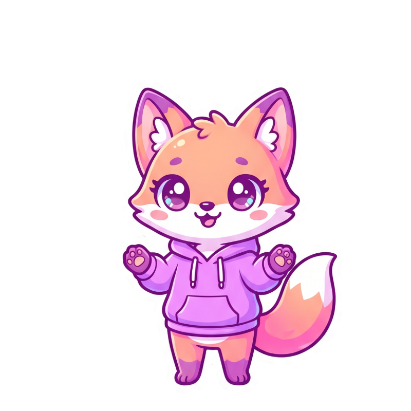 Kawaii Fox in a Hoodie Sticker