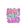 "Earthling" Pastel Floral Typography Sticker