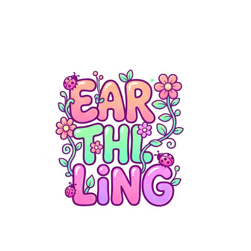 "Earthling" Pastel Floral Typography Sticker