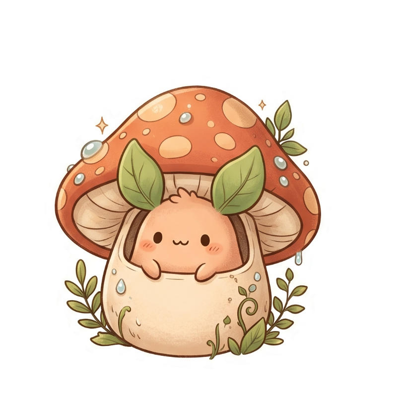 Kawaii Mushroom Sprout Sprite Sticker