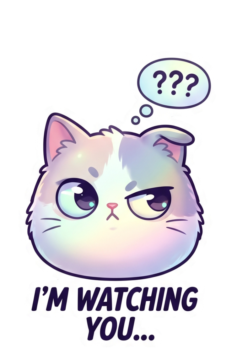 Judgmental Cat Vinyl Sticker - "I'm Watching You" Kawaii Decal