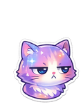 Legal Title: Grumpy Galaxy Kitten Sticker - Sparkly Cosmic Cat Decal
