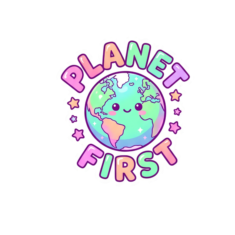 Kawaii "Planet First" Earth Sticker
